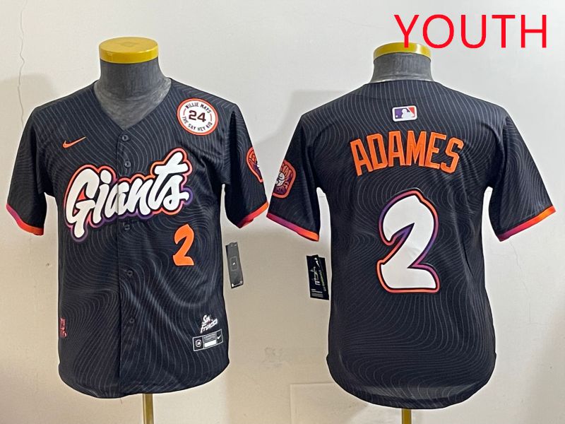 Youth San Francisco Giants #2 Adames Black Joint Name 2025 Nike MLB Jersey style 7